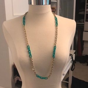 Jcrew blue and gold chain necklace